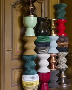 Melierter Soft Zig Zag Hocker (47cm) - Braun