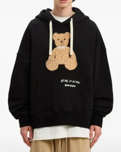 Men Bear Mind Logo Hoodie Black Clothing > Knitwear