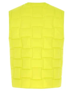 Men Fluo Yellow Nylon Padded Vest 7214 Giacche E Gilet Jacket