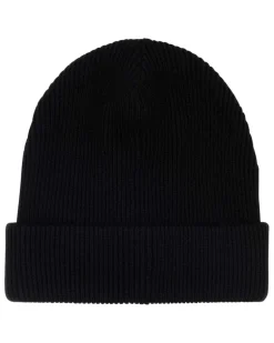 Men Knitted Wool Ribbed Beanie Black