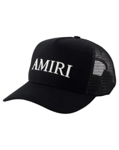 Men's Amhatr1014-001 Mesh Trucker Baseball Cap Black Cotton