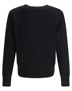Men's Ami De Coeur Cardigan Noir-Rouge Wool Ovis Aries Noir/rouge Sweater Black