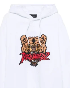 Men's Angry Bear Logo Cool Fit Hoodie White Clothing > Knitwear