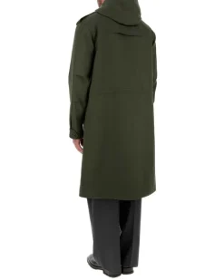 Men's Army Green Cotton Trench Coat Exterior