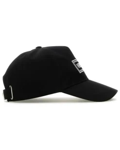 Men's Baseball Embroidered Logo Cap Black Cotton
