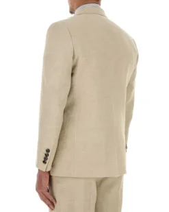 Men's Beige Linen Blend Blazer Naturale Giacche E Gilet Jacket