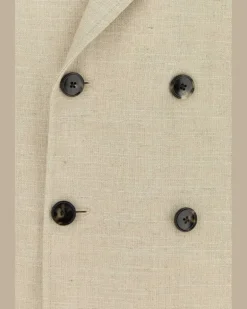 Men's Beige Linen Blend Blazer Naturale Giacche E Gilet Jacket
