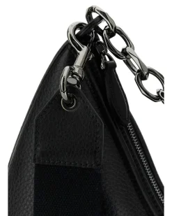 Men's Black Leather Hobo Vlogo Moon Shoulder Bag Nero Borse A Mano