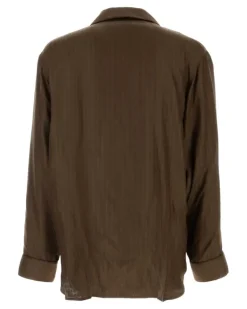 Men's Brown Silk Shirt Taupe Exterior: Camicie