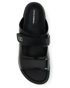 Men's Calfskin Leather Sandals Nero
