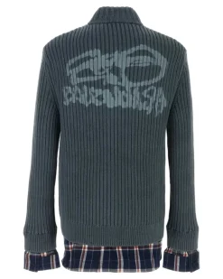 Men's Cardigan Blue Cotton