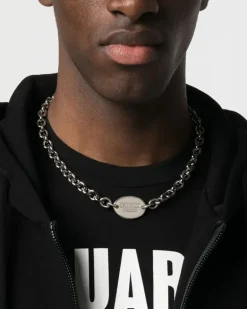 Men's Ceresio 9 Logo Tag Chain Necklace Silver Accessories > Jewelry