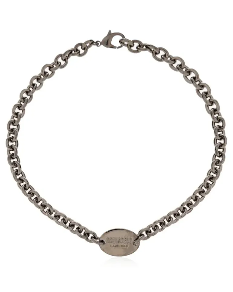 Men's Ceresio 9 Logo Tag Chain Necklace Silver Accessories > Jewelry