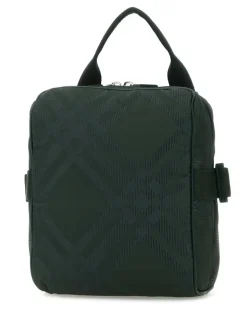 Men's Check-Patterned Fabric Crossbody Bag Green
