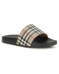 Men's Check Slides Archive Beige Ip Chk Rubber Sandal