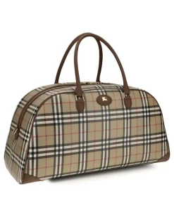 Men's Check Travel Bag Archive Beige Cotton Suitcases