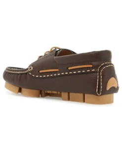Men's Deck Logo Lace-Up Shoes Brown ><noscript><img width=