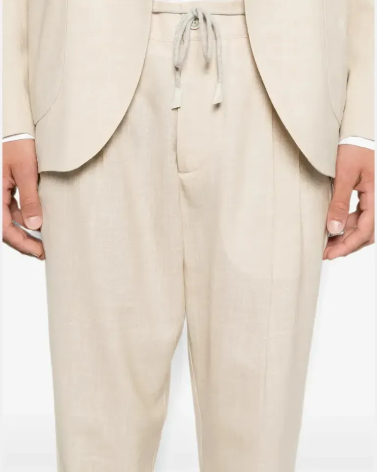 Men's Drawstring-Waist Suit Ss26 M Beige