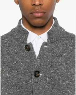 Men's Flecked-Knit Button-Up Cardigan Aw26