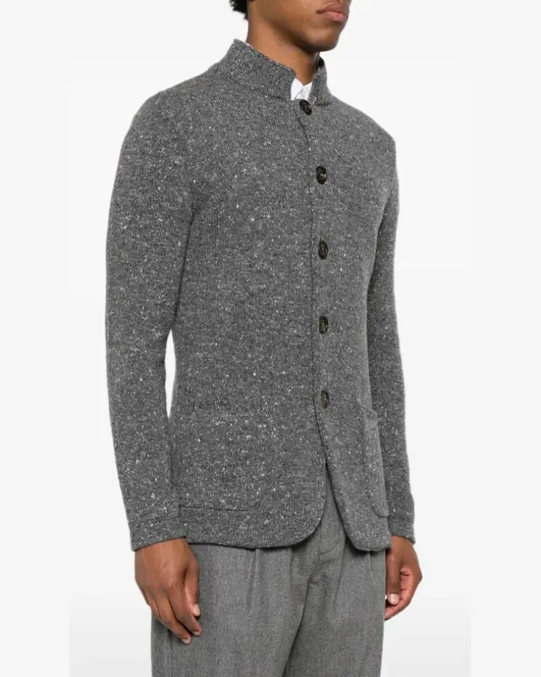 Men's Flecked-Knit Button-Up Cardigan Aw26