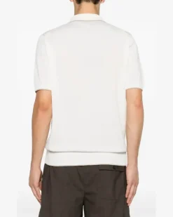 Men's Geometric-Pattern Polo Shirt Ss26 M Cream