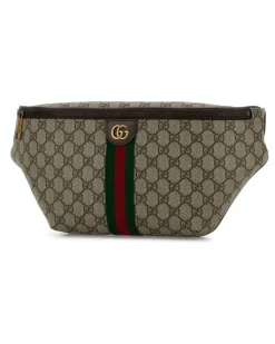 Men's Gg Monogram Canvas Belt Bag Beige Polyurethane Polyamide