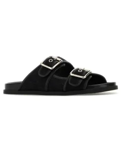 Men's Gg Slider Black Fabric Slippers