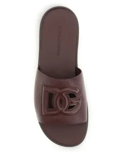 Men's Grained Leather Sandals Bordeaux Calf Bos Taurus
