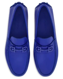Men's Grazioso Gancini Logo Loafers Blue Shoes > & Sandals