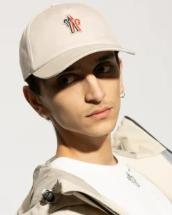 Men's Grenoble Logo Patch Baseball Cap Beige Accessories > Beanies & Hats