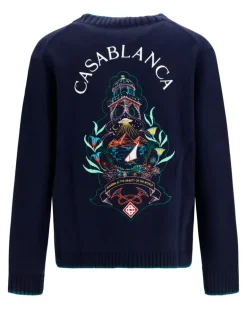 Men's Hotel Crest Cardigan Sweater Navy