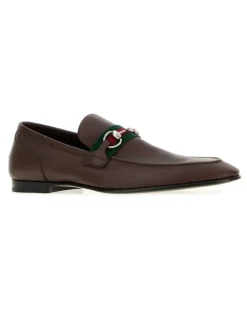 Men's Leather Moccasin With Horsebit Trim Brown horsebit