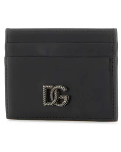 Men's Logo-Embossed Calfskin Card Case Black Cases
