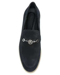 Men's Logo-Plaque Suede Loafers Ss26 M Navy