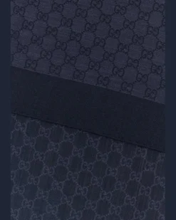 Men's Logo Scarf Navy Wool Silk