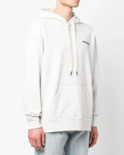 Men's Marcello Logo Embroidered Hoodie Beige Clothing > Knitwear