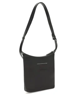 Men's Numeric Vertical Shoulder Bag Black Nylon