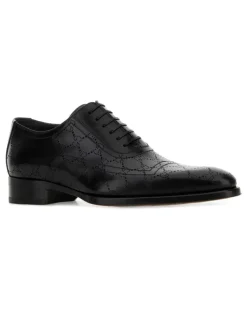 Men's Perforated Leather Oxford Black