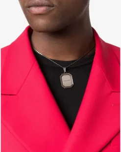 Men's Plate Medallion Cameo Chain Necklace Silver Accessories > Jewelry