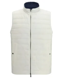 Men's Reversible Gilet Ottanio-Bianco Polyamide Down Jackets Ottanio/bianco Coat Navy