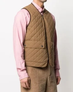 Men's Reversible Quilted Vest Jacket Brown Clothing ><noscript><img width=