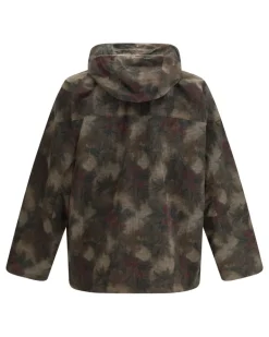 Men's Ripstop Parka With Tropical Pattern Fango Nylon Jacket Gray