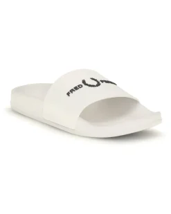 Men's Rubber Slides With Logo White Sandal