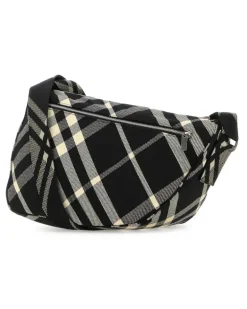 Men's Shield Crossbody Bag Black Fabric