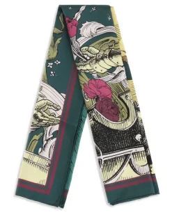 Men's Silk Scarf With Etched Knight Emerald Green Scarfs