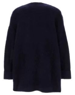Men's Stretch Wool Blend Cardigan Navy Mohair Nylon
