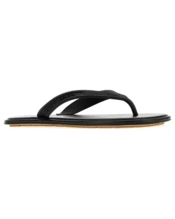 Men's Thong Sandal Black Rubber Flats
