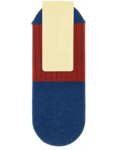 Men's Two-Tone Stretch Cotton Blend Invisible Socks Minio Calze Navy