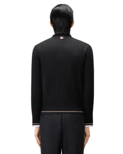 Men's V-Neck Cardigan Merino Wool Black Sweater