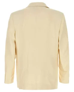 Men's Weave Blazer Cream Viscose Linen Blazers